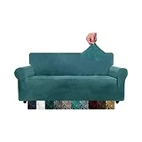 chelzen velours extra large sofa cover 4 sièges housses de canapé extensibles épaisses pour chiens et animaux de compagnie (4 places, bleu paon)