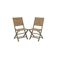 vente-unique - lot de 2 chaises de jardin pliantes en acacia - nemby de mylia