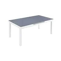 vente-unique - table de jardin extensible en aluminium et verre trempé grise et blanche 4 à 8 couverts - l. 180/240 cm - linosa de mylia