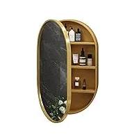 armoires miroir de salle de bain ovale miroir en bois fixée au mur miroir de maquillage de toilette avec support de rangement de rangement de salle de bain