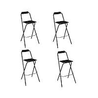 ac-déco chaise de bar pliable - lot de 4 - noir - louna