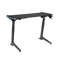 tectake table de bureau à hauteur réglable électriquement avec éclairage led table de gaming bureau de gaming table d’ordinateur bureau assis/debout - noir