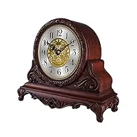 hedmai horloge de cheminée rétro, horloge de table en bois silencieuse, design en bois pour salon cheminée bureau cuisine étagère de bureau et cadeau de décoration d'intérieur