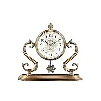 hedmai horloge de cheminée avec pendule cheminée plaqué cuivre rétro horloge de table muet bureau alimenté par batterie, décor cadeau budget horloges de cheminée