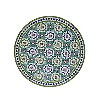 casa moro table mosaïque marocaine d120 ankabut ronde avec armature en fer | artisanat du maroc | table de jardin décorative, table de balcon, table de bistrot | mt2210