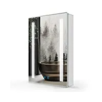 lumirrors® led armoire miroir de salle de bain 50x70 cm en aluminium avec gradateur tactile interrupteur anti - buée prise de rasoir étagère réglable armoire de rangement pour maquillage rasage