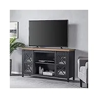 clementine meuble tv rectangulaire pour tv jusqu'à 65" noir grainé/marron doré