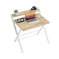 greenforest petite bureau d'ordinateur à 2 niveaux,petits espaces table petite taille portable peu encombrant aucun assemblage requis poste de travail,beige