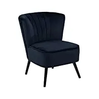 marque amazon - movian chaise longue, capitonnage en tissu, base à 4 branches en bois, bleu nuit, 66 x 71 x 80 cm