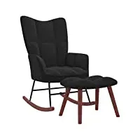 vidaxl chaise à bascule avec repose-pied fauteuil de relaxation avec tabouret siège de détente salon maison intérieur noir velours