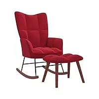 vidaxl chaise à bascule avec repose-pied fauteuil de relaxation avec tabouret siège de détente salon maison intérieur rouge bordeaux velours