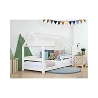lit cabane enfant tery - bois massif - blanc - 120 x 190 cm