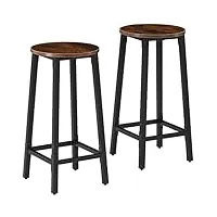 tectake ensemble de 2 tabourets de bar industriel tabouret de bistrot chaises de bar tabourets de comptoir bois mdf – diverses couleurs (bois foncé style industriel)
