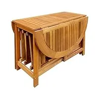 wakects ensemble table de salle à manger en bois avec 1 table et 4 chaises pliables, ensemble de jardin en bois d'acacia massif