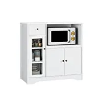 hocsok buffet, meuble de rangement pour four micro-onde, placard de cuisine avec portes et Étagère réglable blanc 90 x 40 x 82 cm