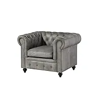 massivmoebel24.de fauteuil en cuir véritable gris chesterfield #202