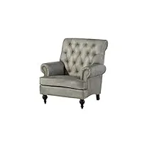 massivmoebel24.de fauteuil en cuir véritable gris chesterfield #205