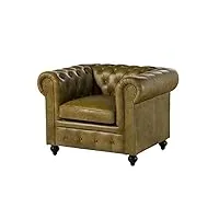 massivmoebel24.de fauteuil en cuir véritable vert chesterfield #302