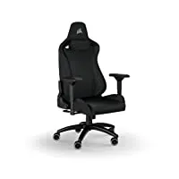 corsair tc200 leatherette fauteuil gaming, forme standard (soutien durable, revêtement en cuir synthétique rembourré, support lombaire en mousse intégré, accoudoirs 4d) noir/noir