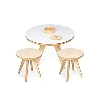 -ensemble table de coloriage/table de dessin en bois multifonction pour enfant + lot de 2 tabourets en bois – home edition – drawin’kids