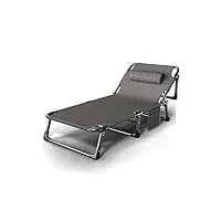 chaise longue en métal, chaise longue pliante, 190 × 63 × 28 cm, 150 kg max. dossier réglable en 4 positions pour la plage, la piscine, la terrasse extérieure, le jardin, le camping c325 (taille : sa