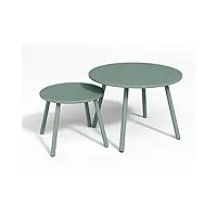 vente-unique - tables gigognes de jardin en métal - vert amande - mirmande de mylia