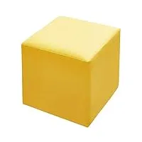 dypxg pouf cube en cuir rembourré ottoman,pouf repose-pieds en bois massif carré en cuir salon table basse petit banc(couleur:jaune,taille:40x40x40cm(16x16x16))