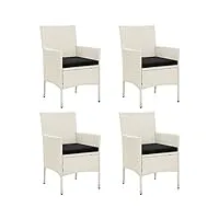 vidaxl 4x chaises de jardin avec coussins fauteuils de patio chaises de terrasse fauteuils d'extérieur sièges de jardin résine tressée blanc