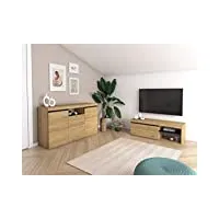 skraut home | set naturale | salle à manger | meuble auxiliaire | buffet-meuble tv 120cm | finition couleur chêne noir nordique