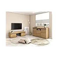 skraut home | set naturale | salle à manger | meuble auxiliaire | buffet-meuble tv 140cm | finition couleur chêne noir nordique