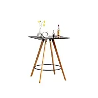 clp table haute de bar nerja avec plateau carré i pieds en bois i repose-pieds en métal, couleur:noir, couleur du cadre:natura (carrée)