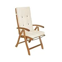 detex 6x coussins de chaise crème 100% polyester pour chaise à dossier haut salon de jardin extérieur siège confortable