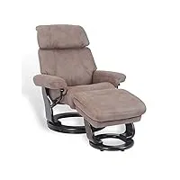 mnd my new design minorque : fauteuil de relaxation manuel et son repose pieds wenge, accoudoirs réglables - tissu microfibre marron