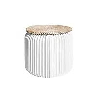 stooly - tabouret pliable - assise en paille tressée - en carton recyclable (blanc céramique, 28 cm)