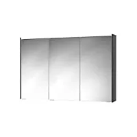 sieper khx armoire de salle de bain à miroir avec éclairage led 120 cm de large, armoire à miroir, en mdf, avec prise, anthracite