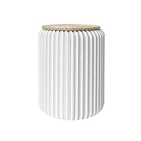 stooly - tabouret pliable - assise en paille tressée - en carton recyclable - (blanc céramique,50cm)