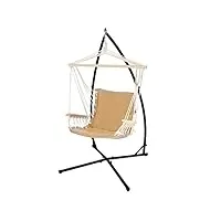 ecd germany fauteuil suspendu avec châssis de chaise, hamac avec accoudoirs, balançoire en coton/bois terra cotta, max. 120 kg, cadre de chaise autoportant 208 cm en métal, support de siège suspendu