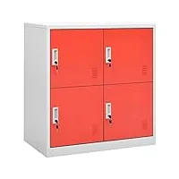vidaxl 5x armoires à casiers meubles de classement verrouillables armoires de rangement organisateur bureau gris clair et rouge 90x45x92,5cm acier