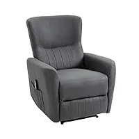 homcom fauteuil de relaxation et massage dossier inclinable avec repose-pieds réglable revêtement tissu en microfibre gris
