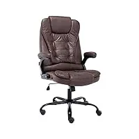 vidaxl chaise de bureau fauteuil d'ordinateur inclinable siège ergonomique fauteuil de bureau intérieur hauteur réglable marron foncé cuir véritable
