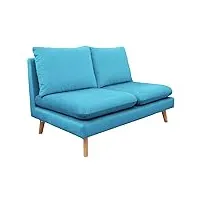 meubletmoi module chauffeuse 2 places pour canapé composable et modulable en velours bleu - lassie