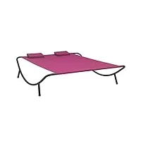 keyur canapé lit de jardin, bain de soleil canapé de jardin extérieur lit de repos d'extérieur tissu rose