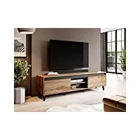 best mobilier - lord - meuble tv - bois et noir - 170 cm - style industriel - bois