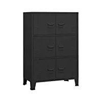 vidaxl classeur industriel armoire de rangement meuble de stockage de fichiers salon bureau maison intérieur noir 75x40x115 cm métal