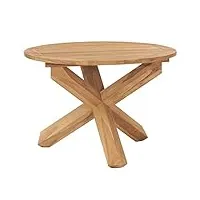 vidaxl bois de teck massif table à dîner de jardin table de salle à manger de patio meuble de repas de terrasse meuble d'extérieur Ø110x75 cm