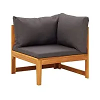 vidaxl bois d'acacia solide canapé d'angle avec coussins canapé d'angle de patio meuble de terrasse canapé de jardin extérieur gris foncé