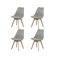 eggree lot de 4 chaises salle à manger scandinaves sgs tested, chaises de cuisine, rétro rembourrée chaise de bureau, pieds en bois de chêne massif, gris