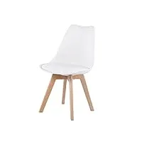 eggree lot de 1 chaises de salle à manger sgs tested, chaise rembourrée de cuisine, rétro chaise scandinaves de bureau avec pieds en bois de hêtre massif, blanc