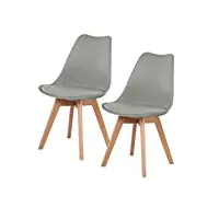 eggree lot de 2 chaises salle à manger scandinaves sgs tested, chaises de cuisine, rétro rembourrée chaise de bureau, pieds en bois de chêne massif, gris