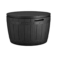 yitahome coffre de rangement ronde de 127l, boîte de rangement extérieure pour coussin de table de patio, accessoires de piscine, résine imperméable et montage facile léger, noir
